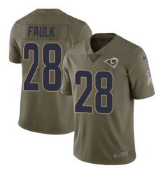 Youth Nike Los Angeles Rams #28 Marshall Faulk Limited Olive 2017 Salute to Service NFL Jersey