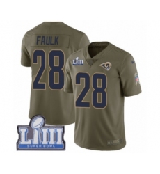Youth Nike Los Angeles Rams #28 Marshall Faulk Limited Olive 2017 Salute to Service Super Bowl LIII Bound NFL Jersey