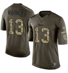 Youth Nike Los Angeles Rams #13 Kurt Warner Elite Green Salute to Service NFL Jersey