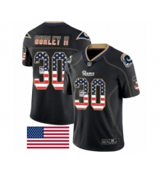 Men's Los Angeles Rams #30 Todd Gurley Limited Black Rush USA Flag Football Jersey
