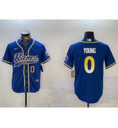 Men's Los Angeles Rams #0 Byron Young Royal Cool Base Stitched Baseball Jersey