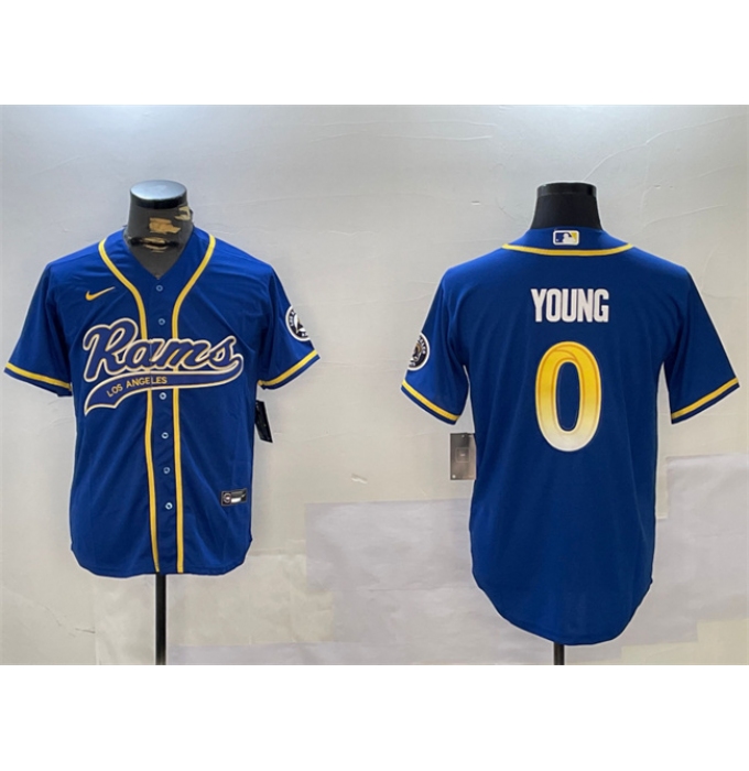 Men's Los Angeles Rams #0 Byron Young Royal Cool Base Stitched Baseball Jerseys