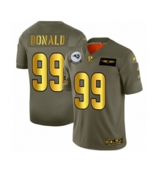 Men's Los Angeles Rams #99 Aaron Donald Limited Olive Gold 2019 Salute to Service Football Jersey