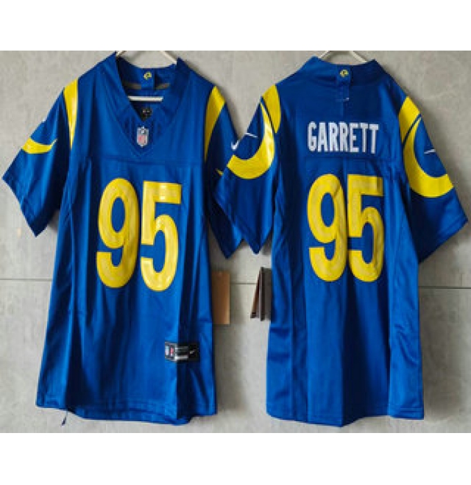 Women's Los Angeles Rams #95 Myles Garrett Limited Blue FUSE Vapor Jersey