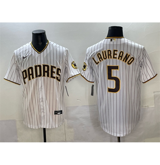 Men's San Diego Padres #5 Ramón Laureano White Cool Base Stitched Baseball Jersey