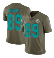 Men's Nike Miami Dolphins #89 Nat Moore Limited Olive 2017 Salute to Service NFL Jersey