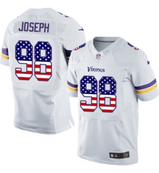 Men's Nike Minnesota Vikings #98 Linval Joseph Elite White Road USA Flag Fashion NFL Jersey