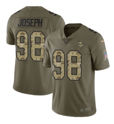 Youth Nike Minnesota Vikings #98 Linval Joseph Limited Olive/Camo 2017 Salute to Service NFL Jersey
