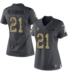 Women's Nike Minnesota Vikings #21 Jerick McKinnon Limited Black 2016 Salute to Service NFL Jersey