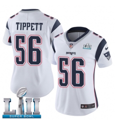 Women's Nike New England Patriots #56 Andre Tippett White Vapor Untouchable Limited Player Super Bowl LII NFL Jersey