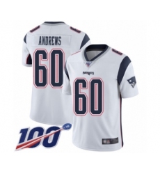 Men's New England Patriots #60 David Andrews White Vapor Untouchable Limited Player 100th Season Football Jersey