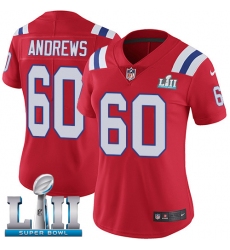 Women's Nike New England Patriots #60 David Andrews Red Alternate Vapor Untouchable Limited Player Super Bowl LII NFL Jersey