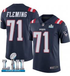 Youth Nike New England Patriots #71 Cameron Fleming Limited Navy Blue Rush Vapor Untouchable Super Bowl LII NFL Jersey