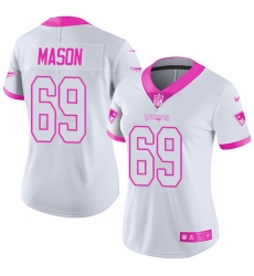 Women's Nike New England Patriots #69 Shaq Mason Limited White/Pink Rush Fashion NFL Jersey