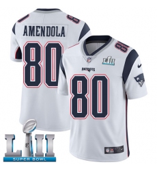 Men's Nike New England Patriots #80 Danny Amendola White Vapor Untouchable Limited Player Super Bowl LII NFL Jersey