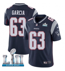 Men's Nike New England Patriots #63 Antonio Garcia Navy Blue Team Color Vapor Untouchable Limited Player Super Bowl LII NFL Jersey