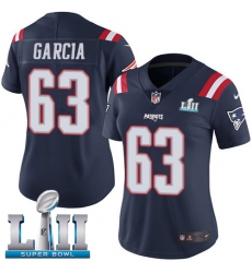 Women's Nike New England Patriots #63 Antonio Garcia Limited Navy Blue Rush Vapor Untouchable Super Bowl LII NFL Jersey