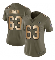 Women's Nike New England Patriots #63 Antonio Garcia Limited Olive/Gold 2017 Salute to Service NFL Jersey