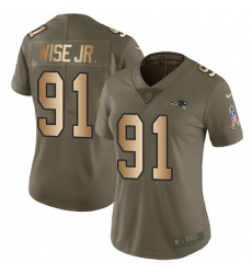 Women's Nike New England Patriots #91 Deatrich Wise Jr Limited Olive/Gold 2017 Salute to Service NFL Jersey