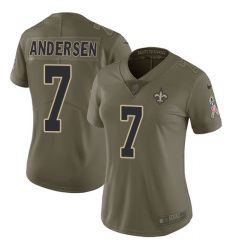 Women's Nike New Orleans Saints #7 Morten Andersen Limited Olive 2017 Salute to Service NFL Jersey