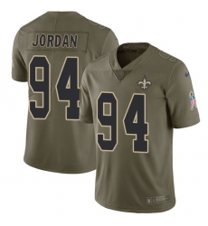 Men's Nike New Orleans Saints #94 Cameron Jordan Limited Olive 2017 Salute to Service NFL Jersey