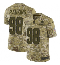 Men's Nike New Orleans Saints #98 Sheldon Rankins Limited Camo 2018 Salute to Service NFL Jersey