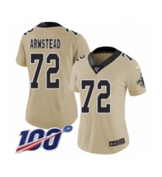 Women's New Orleans Saints #72 Terron Armstead Limited Gold Inverted Legend 100th Season Football Jersey