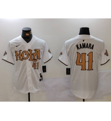 Men's New Orleans Saints #41 Alvin Kamara White Nola Baseball Jerseys