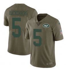 Men's Nike New York Jets #5 Christian Hackenberg Limited Olive 2017 Salute to Service NFL Jersey