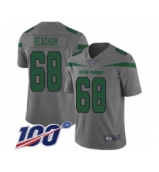 Men's New York Jets #68 Kelvin Beachum Limited Gray Inverted Legend 100th Season Football Jersey