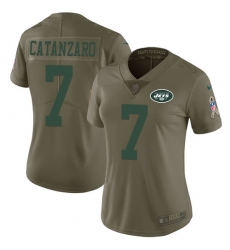 Women's Nike New York Jets #7 Chandler Catanzaro Limited Olive 2017 Salute to Service NFL Jersey