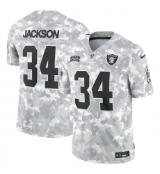 Men's Las Vegas Raiders #34 Bo Jackson 2024 Arctic Camo Salute To Service Limited Stitched Football Jersey