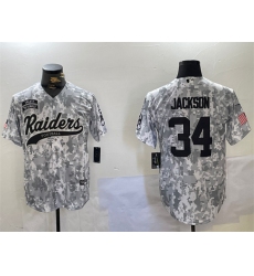 Men's Las Vegas Raiders #34 Bo Jackson 2024 Arctic Camo Salute To Service Stitched Baseball Jersey