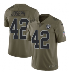 Men's Nike Oakland Raiders #42 Karl Joseph Limited Olive 2017 Salute to Service NFL Jersey