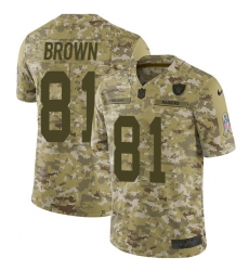 Youth Nike Oakland Raiders #81 Tim Brown Limited Camo 2018 Salute to Service NFL Jersey