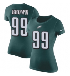 Women's Nike Philadelphia Eagles #99 Jerome Brown Green Rush Pride Name & Number T-Shirt