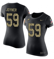 Women's Nike Philadelphia Eagles #59 Seth Joyner Black Camo Salute to Service T-Shirt