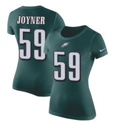 Women's Nike Philadelphia Eagles #59 Seth Joyner Green Rush Pride Name & Number T-Shirt