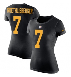 Women's Nike Pittsburgh Steelers #7 Ben Roethlisberger Black Rush Pride Name & Number T-Shirt