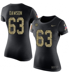 Women's Nike Pittsburgh Steelers #63 Dermontti Dawson Black Camo Salute to Service T-Shirt