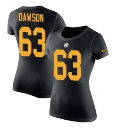 Women's Nike Pittsburgh Steelers #63 Dermontti Dawson Black Rush Pride Name & Number T-Shirt