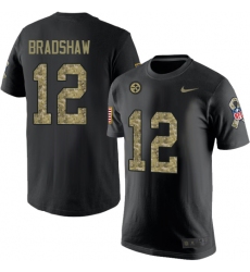 Nike Pittsburgh Steelers #12 Terry Bradshaw Black Camo Salute to Service T-Shirt