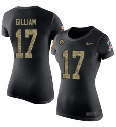 Women's Nike Pittsburgh Steelers #17 Joe Gilliam Black Camo Salute to Service T-Shirt