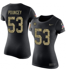 Women's Nike Pittsburgh Steelers #53 Maurkice Pouncey Black Camo Salute to Service T-Shirt