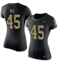 Women's Nike Pittsburgh Steelers #45 Roosevelt Nix Black Camo Salute to Service T-Shirt