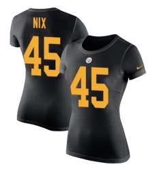 Women's Nike Pittsburgh Steelers #45 Roosevelt Nix Black Rush Pride Name & Number T-Shirt