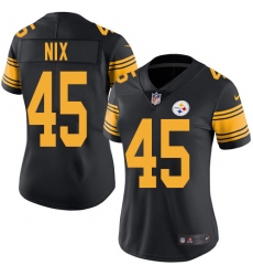 Women's Nike Pittsburgh Steelers #45 Roosevelt Nix Limited Black Rush Vapor Untouchable NFL Jersey