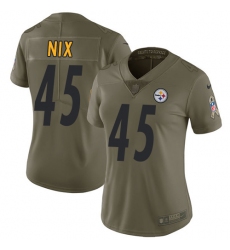 Women's Nike Pittsburgh Steelers #45 Roosevelt Nix Limited Olive 2017 Salute to Service NFL Jersey