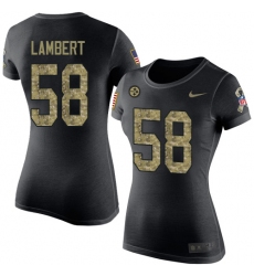 Women's Nike Pittsburgh Steelers #58 Jack Lambert Black Camo Salute to Service T-Shirt