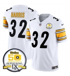 Men's Pittsburgh Steelers #32 Franco Harris White 2024 F U S E 50th Anniversary Of Super Bowl IX Alternate Vapor Untouchable Limited Stitched Jersey